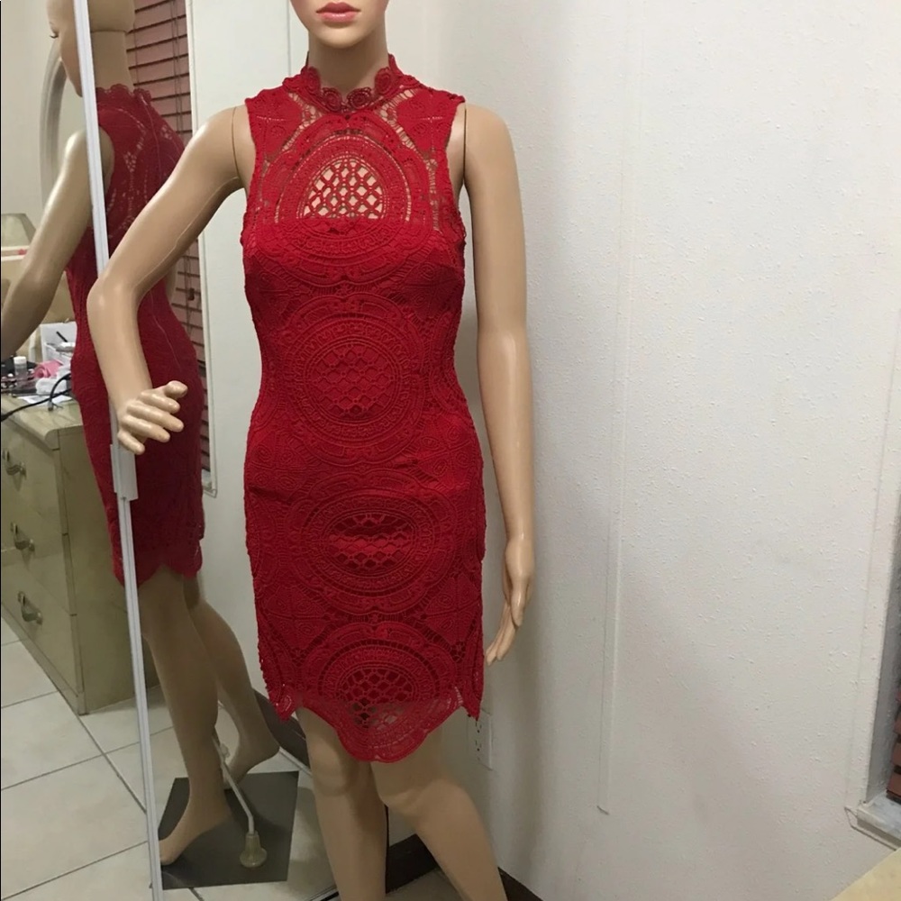 Crochet Mock Neck Dress - Picture 2 of 3